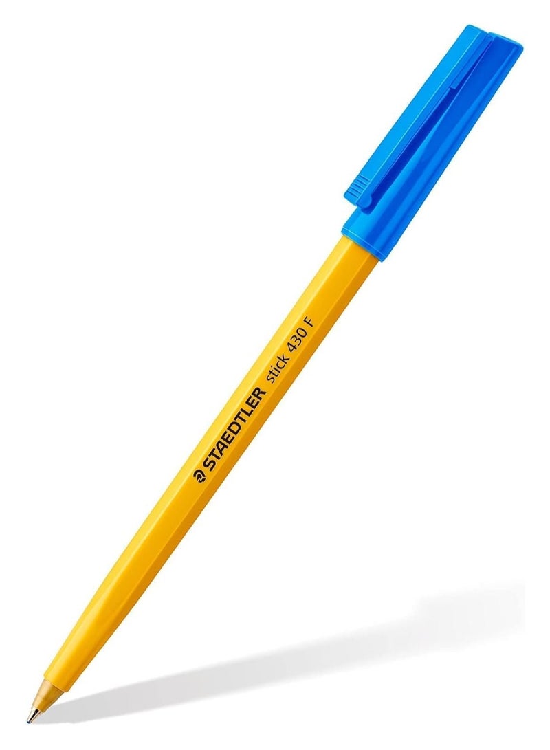 Staedtler Fine 430F Stick Ballpoint Pens Writing Pen Smooth - Blue Ink - Pack Of 6 - Image 3