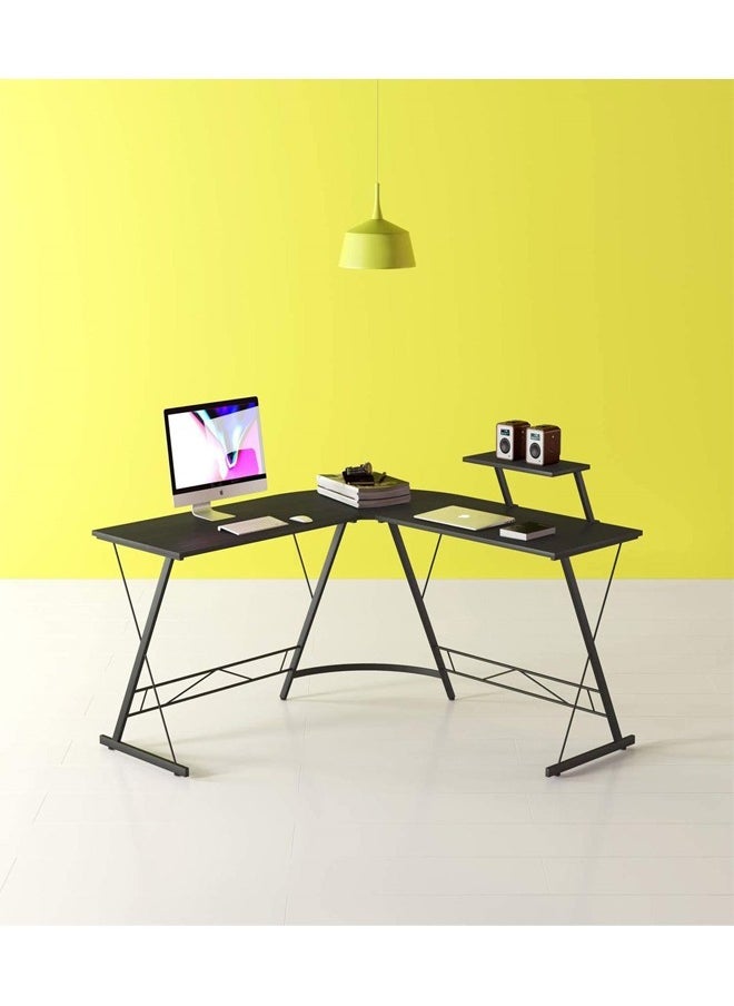 fashionhome - L Shape Gaming Table Computer Desk with Large Monitor Stand Sturdy Writing Workstation 258 x 46 x 74 cm - Image 1