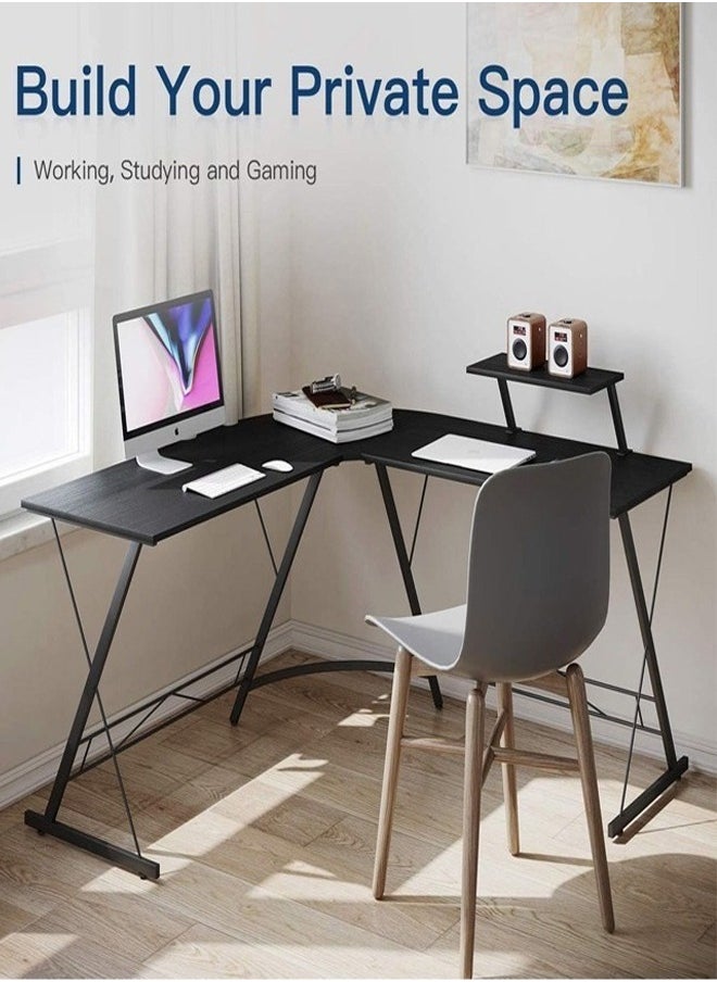 fashionhome - L Shape Gaming Table Computer Desk with Large Monitor Stand Sturdy Writing Workstation 258 x 46 x 74 cm - Image 1
