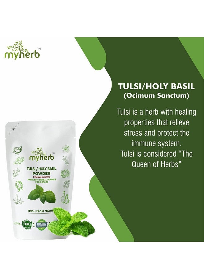 MYHERB 100% Natural Organic Tulsi Powder (Ocimum Sanctum) Holy Basil || 227 Gm/0.5 Lbs || Ayurvedic Powder || Boost Immunity, Metabolism || For Men & Women - Image 2