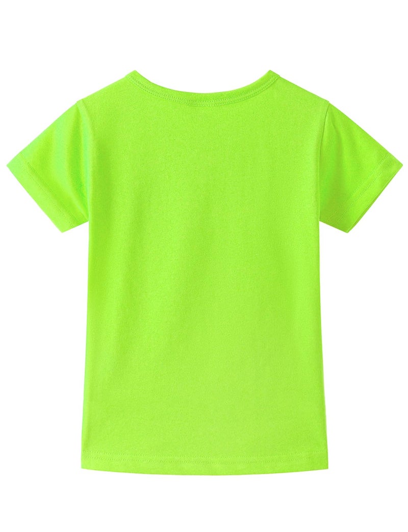 Noomelfish Girls Short Sleeve Heart Pocket T-Shirts Casual Cotton Tee Tops Blouse, Neon Green, Size 5-6 Years - Image 4