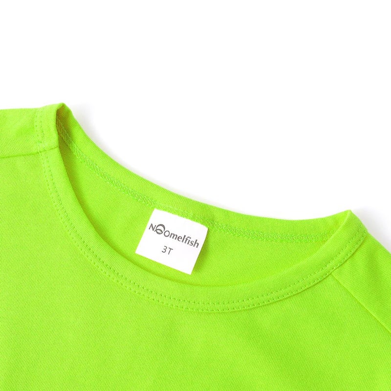 Noomelfish Girls Short Sleeve Heart Pocket T-Shirts Casual Cotton Tee Tops Blouse, Neon Green, Size 5-6 Years - Image 5