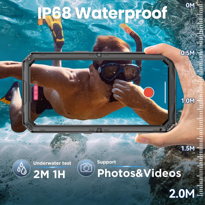 Mitywah for iPhone 17 Pro Max Waterproof Case, Military Metal Case with Built-in Screen Protector, Heavy Duty Full Body Shockproof Rugged Cover 6.9 inch, Black - Image 3