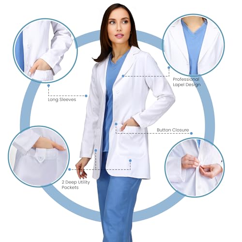 Utopia Wear Professional Women’s Lab Coat Mid-Length Medical Lab Coat for Science Chemistry and College, White, Medium - Image 4