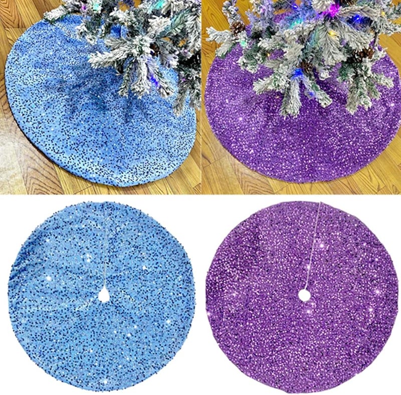 Sn2426c تنورة شجرة عيد الميلاد الملونة ذات الترترات قاعدة حفلة براقة غطاء - Image 3