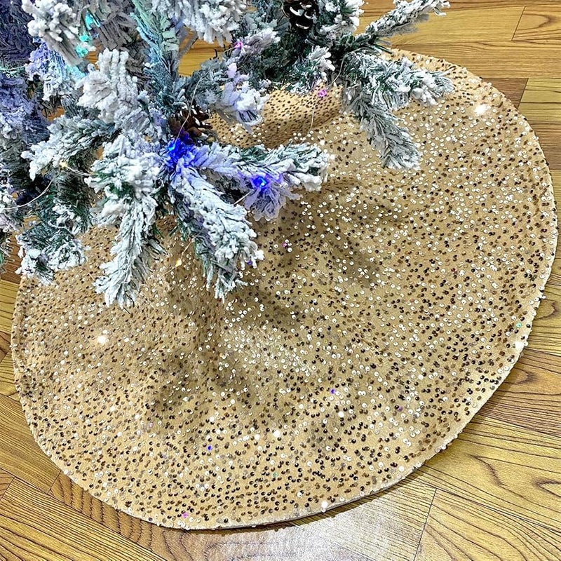 Sn2426c تنورة شجرة عيد الميلاد الملونة ذات الترترات قاعدة حفلة براقة غطاء - Image 5