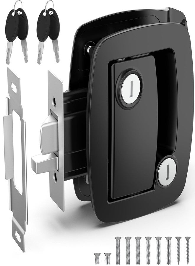 BEBOBLY RV Door Lock Replacement, Upgraded Lighter RV Door Latch with Paddle Deadbolt & 4 Keys, 100% Metal Camper Door Locks, Aluminum Alloy RV Entry Door Lock for Travel Trailers Cargo Hauler, Black - Image 1