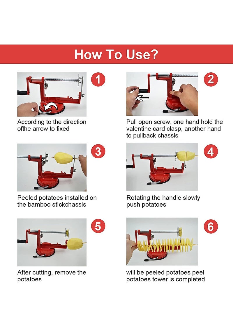 Excefore قاطع بطاطس قاطع بطاطس مقلية لبطاطس حلقات البطاطس الحلزونية قاطع بطاطس يدوي من الفولاذ المقاوم للصدأ قاطع بطاطس ملتوي ملحقات المطبخ أدوات الطهي - Image 3