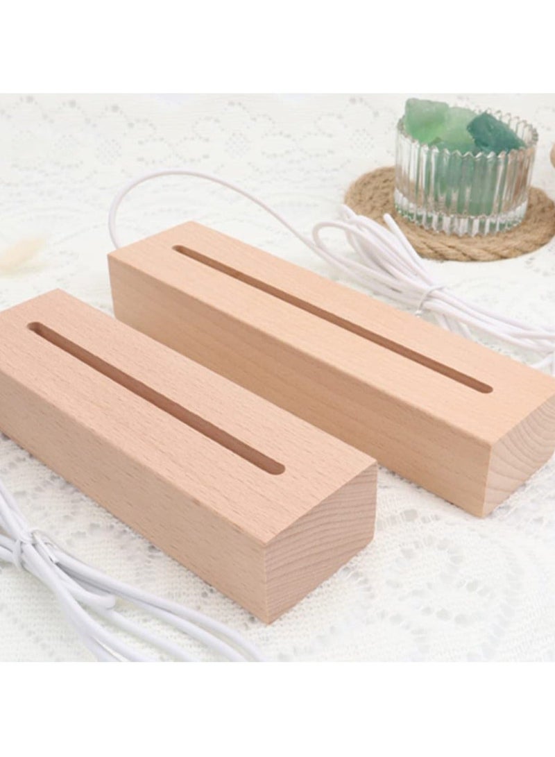 7 inch LED Light Display Pedestal Rectangle Display Pedestal for 3D Crystal Glass Art USB Plug Warm Light Wooden Lighted Base Stand, Lighted Mirror Box for Centerpieces, Home Decor. - Image 4