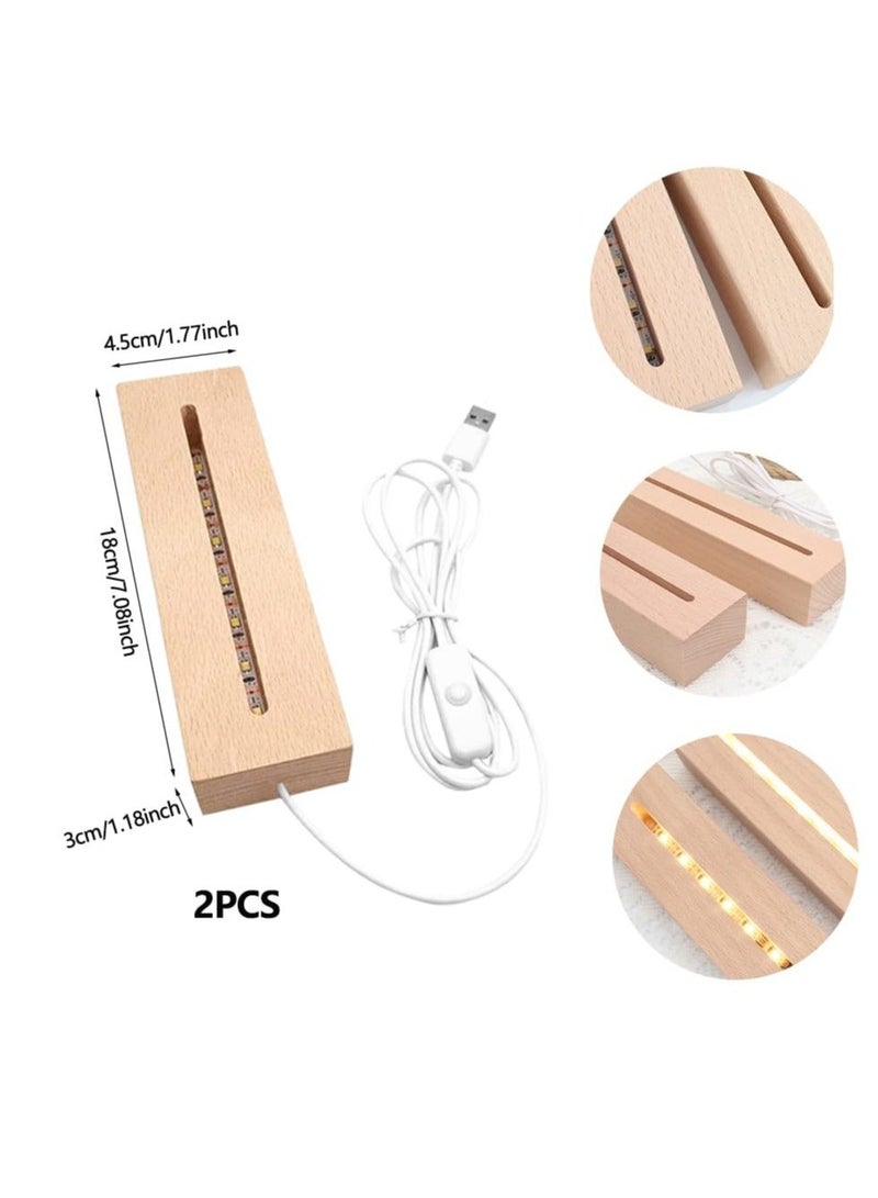 7 inch LED Light Display Pedestal Rectangle Display Pedestal for 3D Crystal Glass Art USB Plug Warm Light Wooden Lighted Base Stand, Lighted Mirror Box for Centerpieces, Home Decor. - Image 5