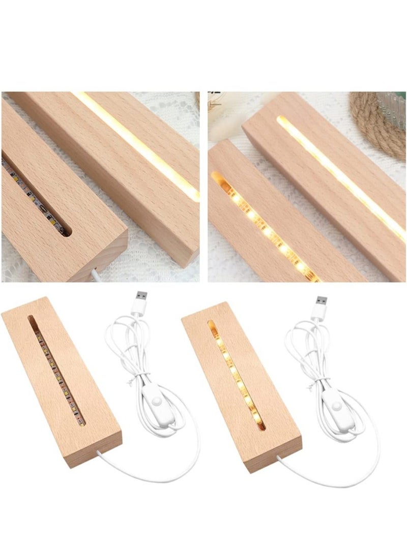 7 inch LED Light Display Pedestal Rectangle Display Pedestal for 3D Crystal Glass Art USB Plug Warm Light Wooden Lighted Base Stand, Lighted Mirror Box for Centerpieces, Home Decor. - Image 2