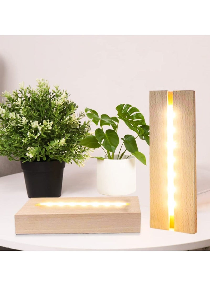 7 inch LED Light Display Pedestal Rectangle Display Pedestal for 3D Crystal Glass Art USB Plug Warm Light Wooden Lighted Base Stand, Lighted Mirror Box for Centerpieces, Home Decor. - Image 3