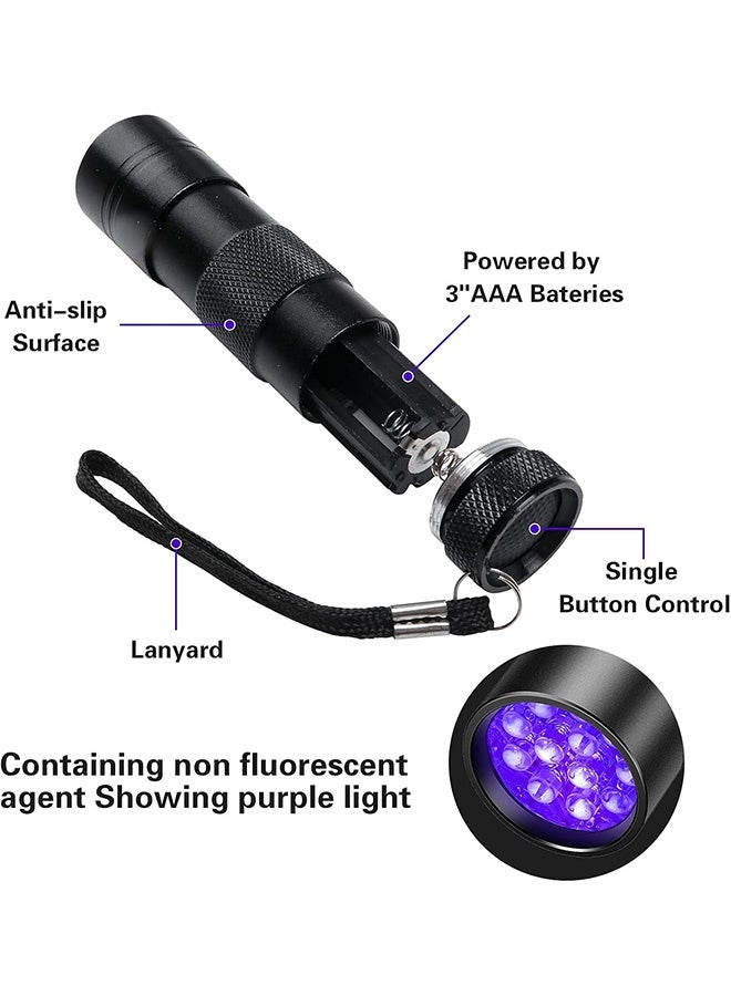 Photon Handheld Mini LED Flashlight, UV Flashlight Black Light, For Hidden Stain Detection in Room Resin Curing Scorpion & Bed Bug Find Pet Urine & Dry Stain Detection/Carpets/Rugs/Floors (Black) - Image 3