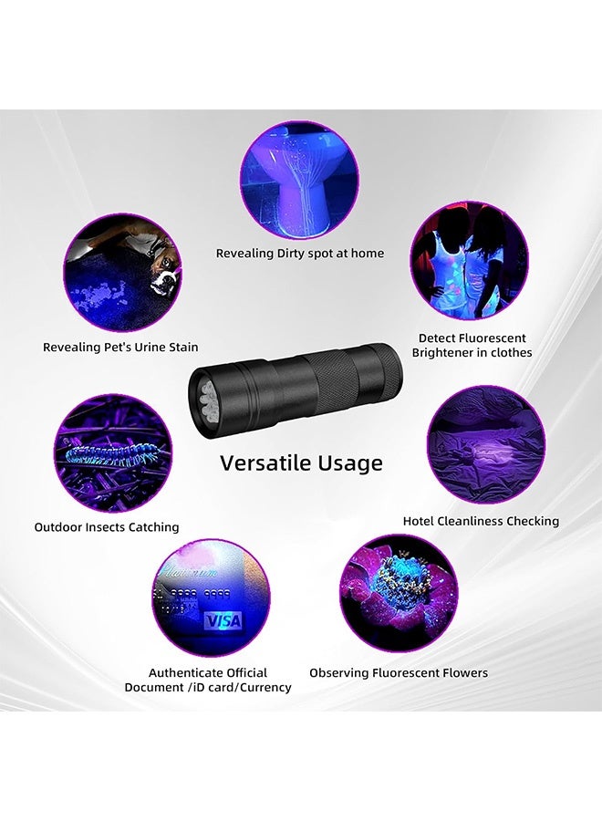 Photon Handheld Mini LED Flashlight, UV Flashlight Black Light, For Hidden Stain Detection in Room Resin Curing Scorpion & Bed Bug Find Pet Urine & Dry Stain Detection/Carpets/Rugs/Floors (Black) - Image 5