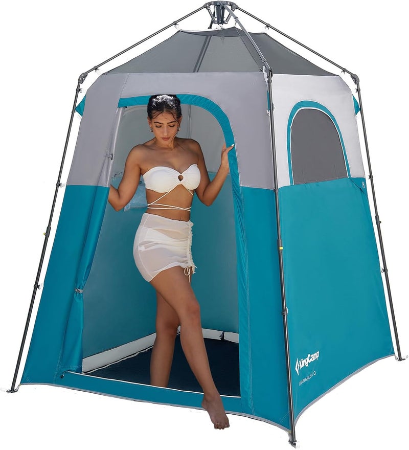 KingCamp Instant Shower Tent, Portable Superior Stable Privacy Shelter, Large Room Outdoor Toilet Tent with Floor for Beach, Camping & Hiking, Setup in Under 60s - Image 1