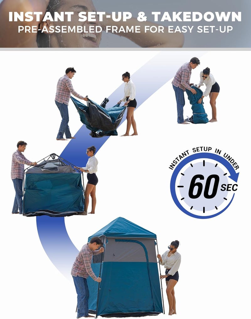 KingCamp Instant Shower Tent, Portable Superior Stable Privacy Shelter, Large Room Outdoor Toilet Tent with Floor for Beach, Camping & Hiking, Setup in Under 60s - Image 5