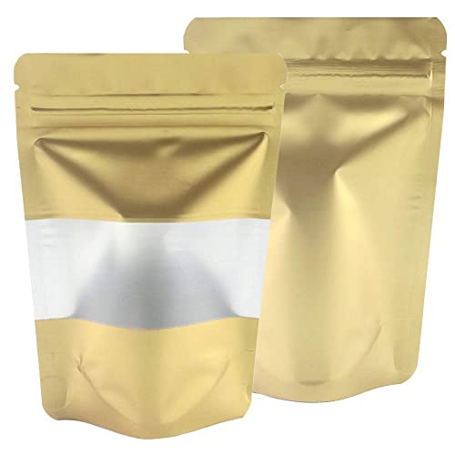 TRUE SHOP THE ULTIMATE SOLUTION FOR FOOD STORAGE - FOIL POUCH STAND-UP BAGS WITH SELF-SEALING TECHNOLOGY MATT GOLDEN (50 GM, 20, count) - Image 1