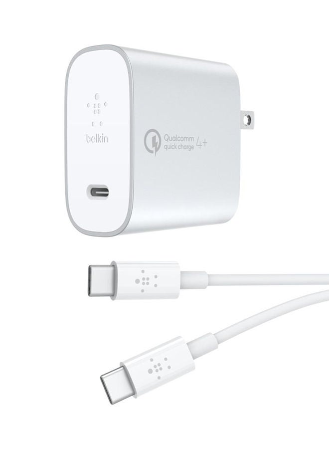 NIBEMINENT Boost Charge USB-C Home Charger + Cable With Quick 4+ Silver 