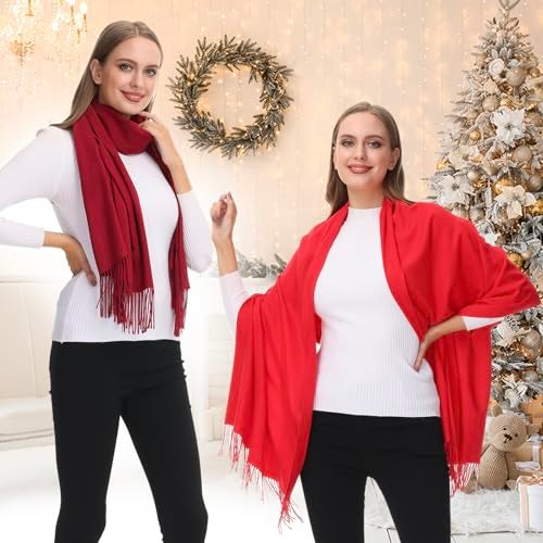 OHAYOMI Pashmina Shawl Wraps Cashmere Feel Scarves Winter Warm Soft Fashion Scarf for Women Evening Dresses Wedding Bridal Bridesmaid Gifts Travel Blanket - Image 2