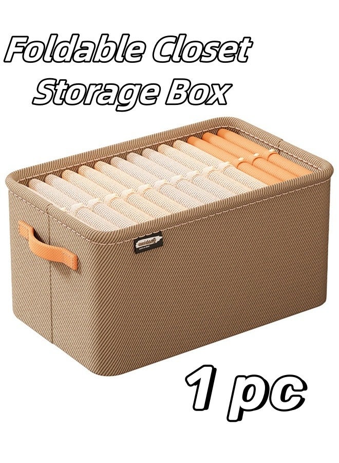 Collapsible Clothing Organizer Thicken Clothes Organizer Pants Sweater Storage Cabinets Drawers Organizer Jeans Storage Box Wardrobe Clothes Storage Organizers (Khaki)  - Image 1