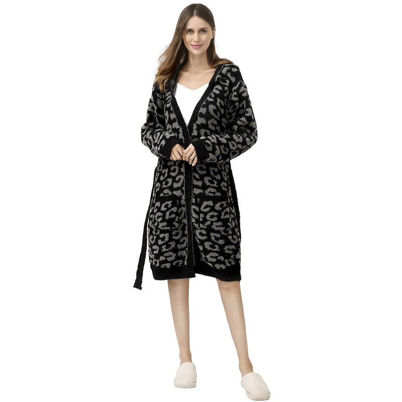 DOOWELL Womens Knit Lightweight Absorbent Robes Soft Spa Bathrobe Loungewear with Pockets