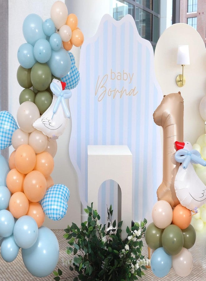 YOUAME Boys Goose Gingham Blue First Birthday Balloon Arch Kit - Kids Farmhouse Animal Party Balloon Garland Decors, Baby Shower Balloon Garland Arch, 1st Birthday Balloon Tower, Party Backdrop Props - Image 3