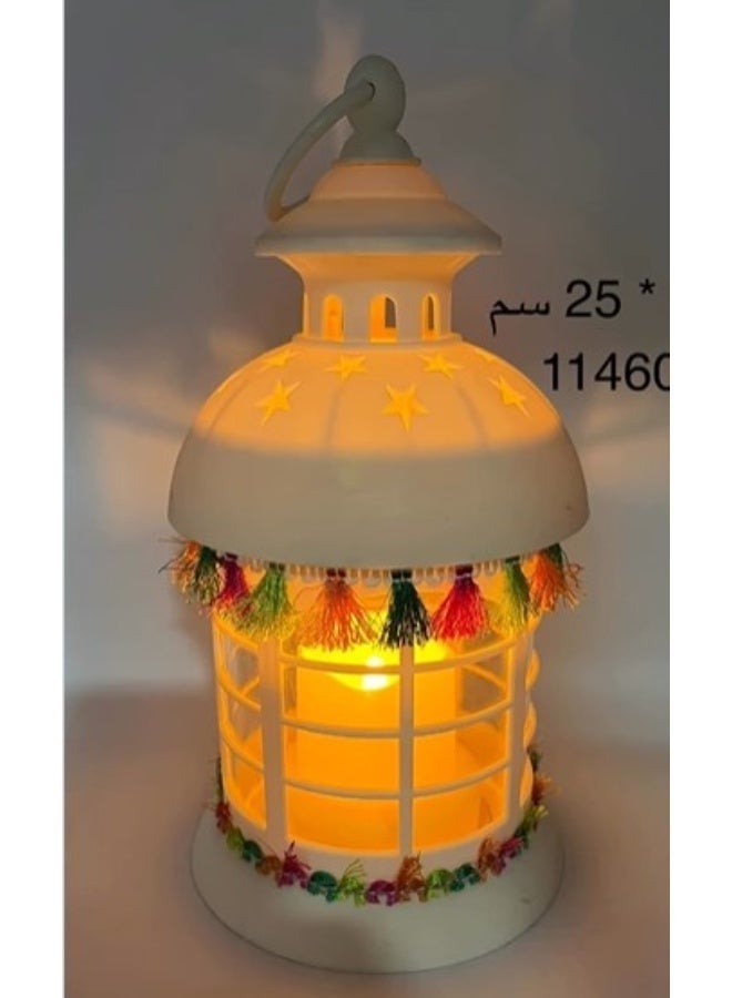 مزايا فانوس رمضان إضاءة صفراء 12*28 سم