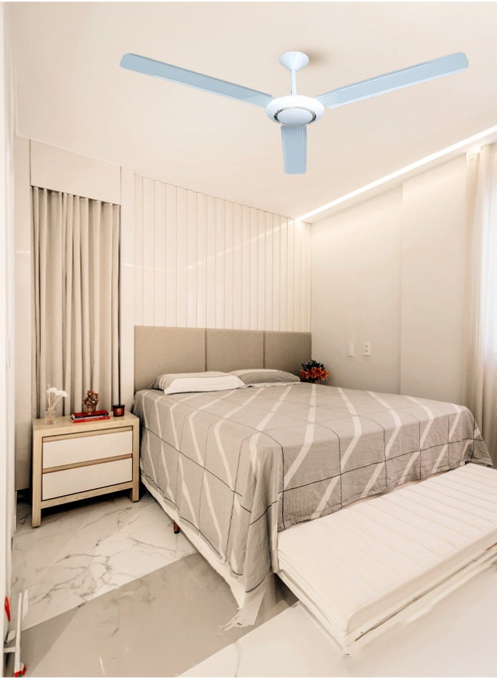 مودي مروحة سقف ثلاثية الشفرات مقاس 56 بوصة مع تحكم بخمس سرعات - للاستخدام الداخلي، موفرة للطاقة، هادئة التشغيل، مثالية لغرف النوم والمعيشة (ديكور فضي) - Image 2