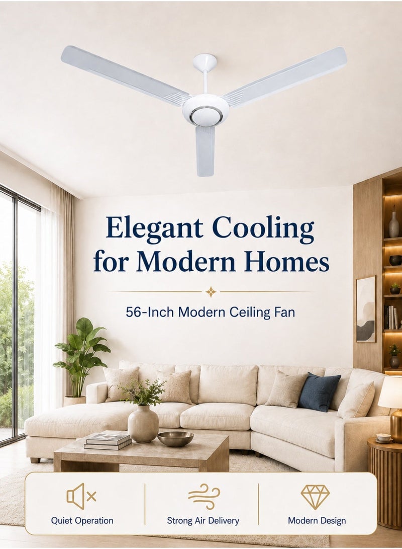 MODI 56" Three-Blade Ceiling Fan with 5-Speed Control – Indoor Use, Energy-Efficient, Quiet Operation, Ideal for Bedrooms & Living Rooms 90W (SILVER DECOR) - Image 4