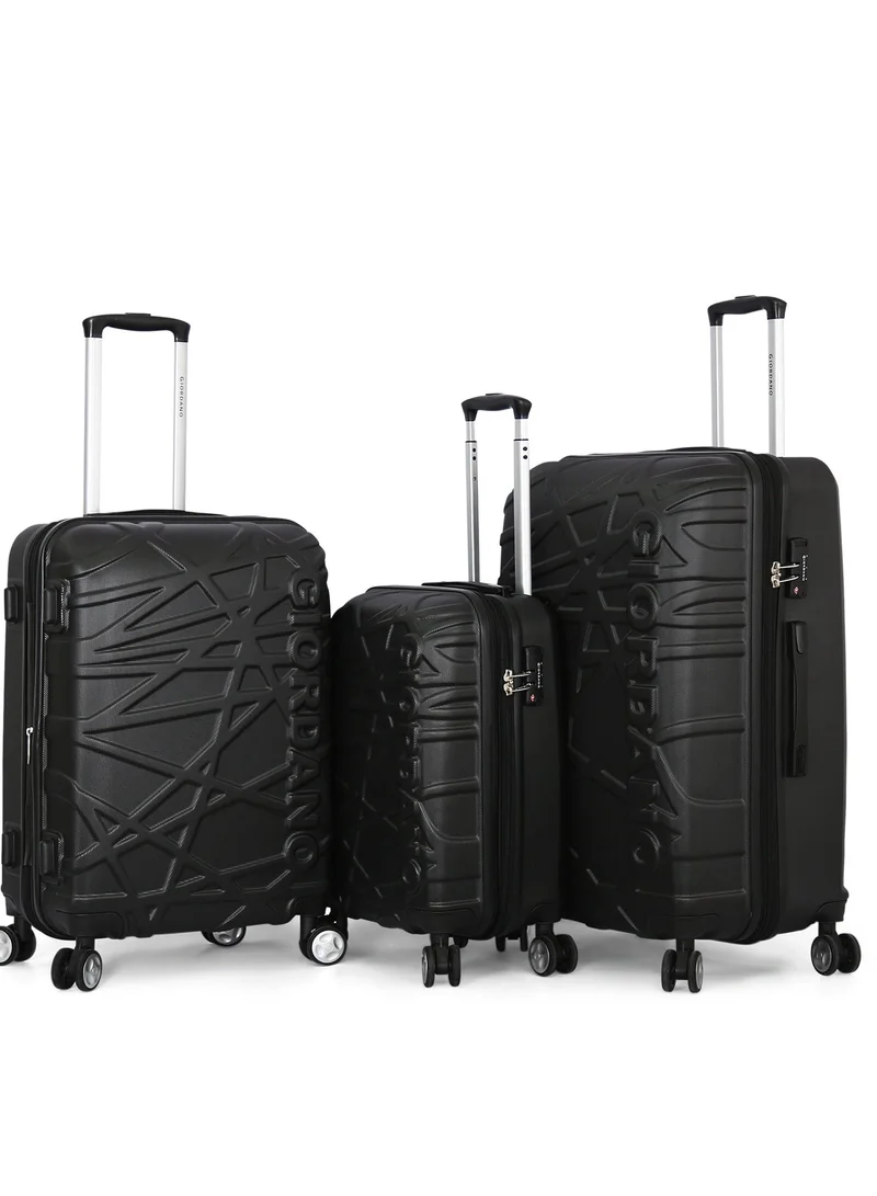 GIORDANO Hardside 3 Piece Luggage Trolley Set black