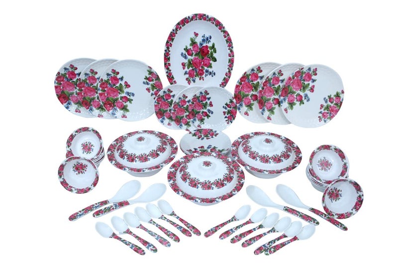 SILVER ACE Silver Ace Waterlily Designer Melamine Dinner Set in Multicolor 49 Pieces - Image 1