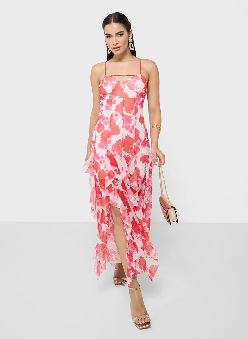 ELLA Floral Ruffle Midi Dress