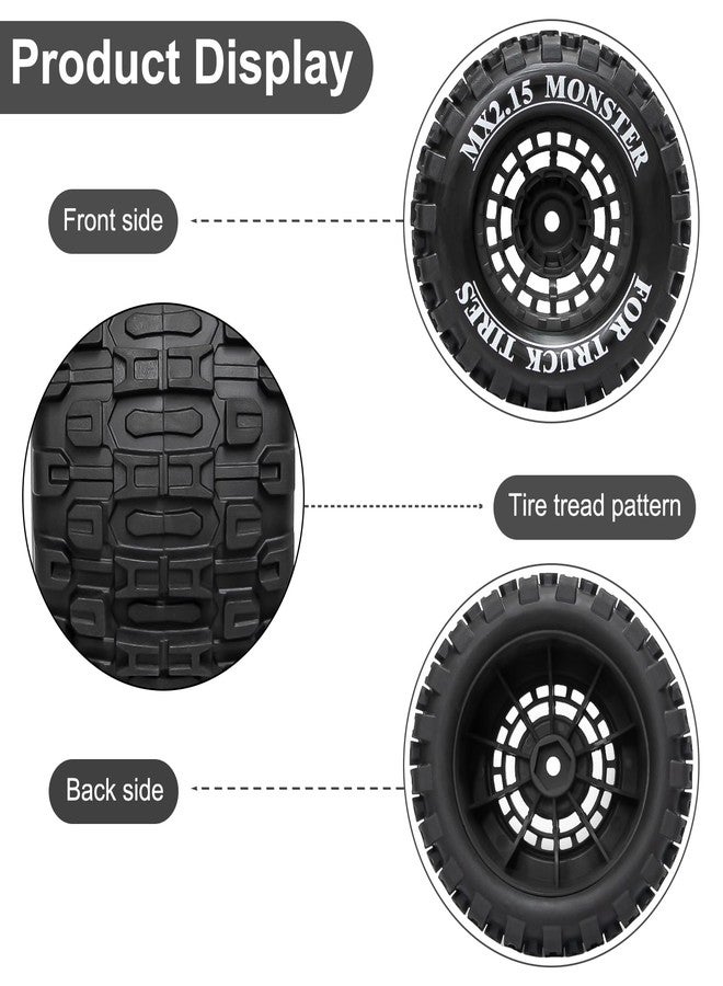 LRFHL 12mm Hex RC Wheel Tires for 1/16 Traxxas Mini Maxx 107154-1 Mini XRT VXL 108076-1 E-Revo Mini XRT MJX 16207 16210 16209 16208 HSP 94186 LOSI 1/18 Mini LMT RC Truck Tires Wheel Upgrade (4PCS) - Image 5