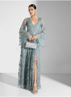 Maya Premium Ruffle All Over Embellished Maxi Dress  - Image 4