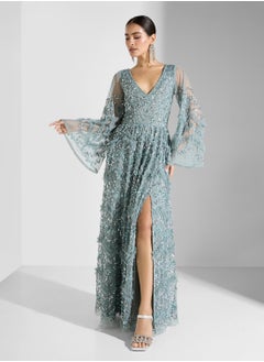 Maya Premium Ruffle All Over Embellished Maxi Dress  - Image 1