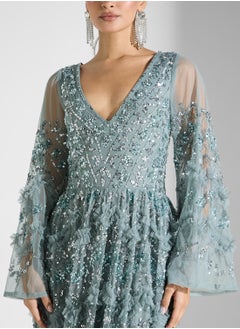 Maya Premium Ruffle All Over Embellished Maxi Dress  - Image 3