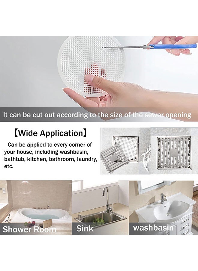 Peachjoy 4 Pieces Shower Drain Filter - Shower Hair Extension Mesh Plastic Floor Sink Strainer Can Be Cut Easy to Install and Clean - Fits Different Size Drain Openings/Bathroom/Washbasin/Tub/Kitchen - White - Image 5