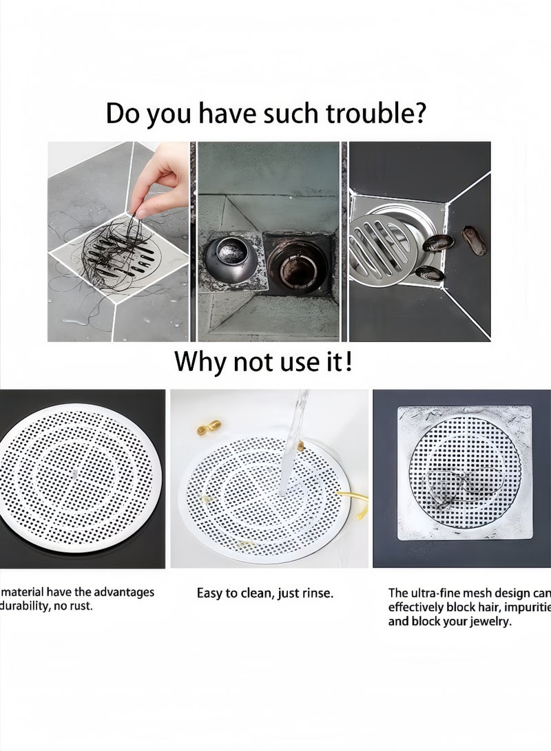 Peachjoy 4 Pieces Shower Drain Filter - Shower Hair Extension Mesh Plastic Floor Sink Strainer Can Be Cut Easy to Install and Clean - Fits Different Size Drain Openings/Bathroom/Washbasin/Tub/Kitchen - White - Image 3