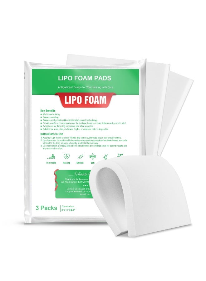 S-Color 3 Pack Lipo Foam Pads - Post Surgery Ab Board for Liposuction Recovery, Flattening Abdominal Compression Garments for Tummy Tuck Surgery (8” x 11” x 0.5”) - Image 1