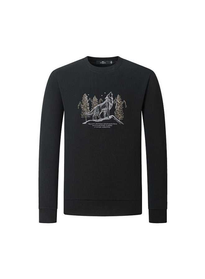 Septwolves Men's Sweatshirt Autumn New Stretch Seven Meiji Crew Neck Long Sleeve T-shirt Casual Business Versatile Long Tee - Image 2