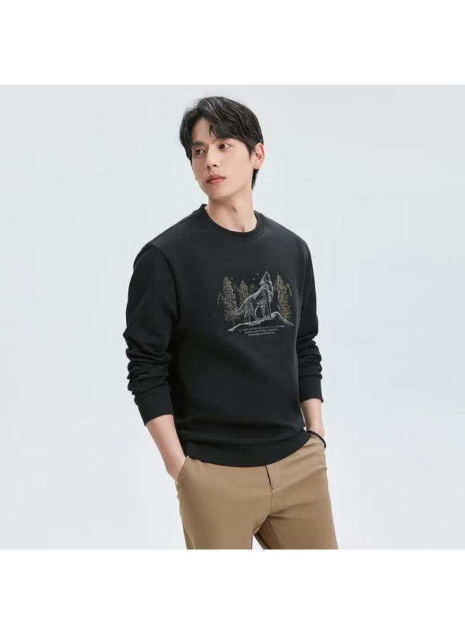 Septwolves Men's Sweatshirt Autumn New Stretch Seven Meiji Crew Neck Long Sleeve T-shirt Casual Business Versatile Long Tee - Image 1