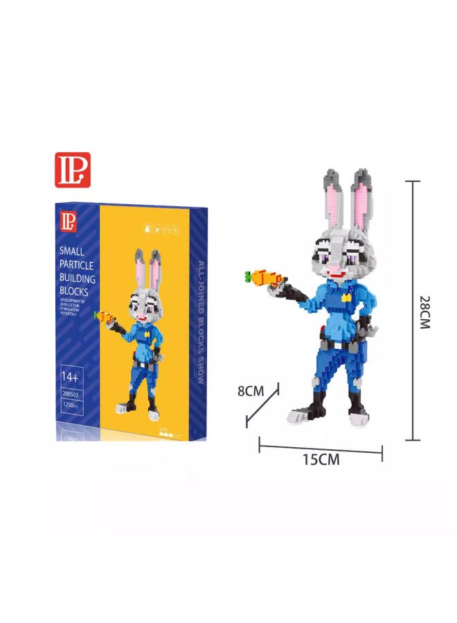 LP Toy Building Blocks Cartoon Animation Model Creative Toys Assembled DIY Toys 200503~200561 Wholesale-Color:lp-200501 Rabbit With Blue Cap  - Image 3