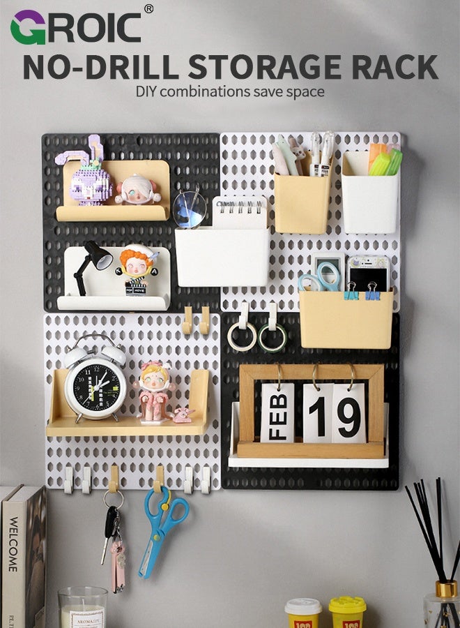 GROIC Pegboard Wall Organizer, 2PCS Black Boards with Hooks and Shelves, Duty Peg Board for Walls Home, Garage Tool Storage, Office Organization, Craft Room, Kitchen, Pegboard Combination Kit - Image 2