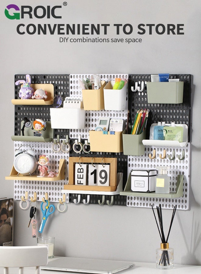 GROIC Pegboard Wall Organizer, 2PCS Black Boards with Hooks and Shelves, Duty Peg Board for Walls Home, Garage Tool Storage, Office Organization, Craft Room, Kitchen, Pegboard Combination Kit - Image 3