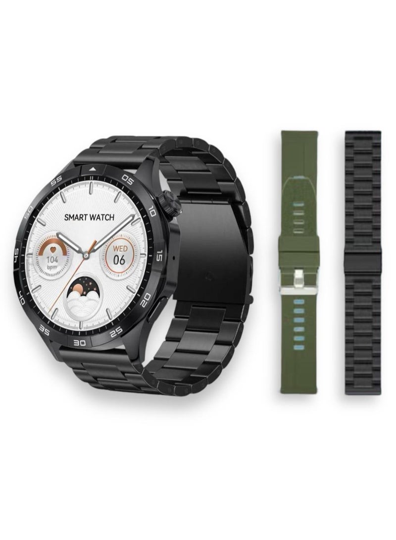 Oteeto Oteeto Watch 5 Pro 1.43 inch AMOLED Smart Watch with 2 Straps and Wireless Charger for Men Black  - Image 1