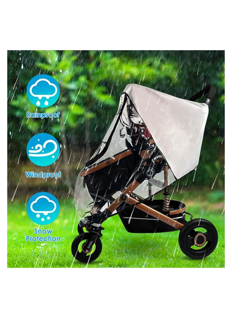 SYOSI Universal Rain Cover for Pushchair Stroller Buggy Pram Transparent Pushchair Rain Cover with Zip Rain Cover for Pram Baby Travel Weather Shield Fit Most Strollers  - Image 5