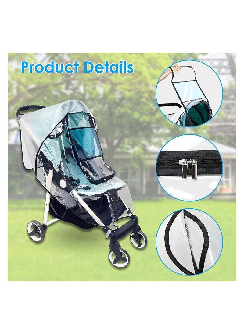 SYOSI Universal Rain Cover for Pushchair Stroller Buggy Pram Transparent Pushchair Rain Cover with Zip Rain Cover for Pram Baby Travel Weather Shield Fit Most Strollers  - Image 2