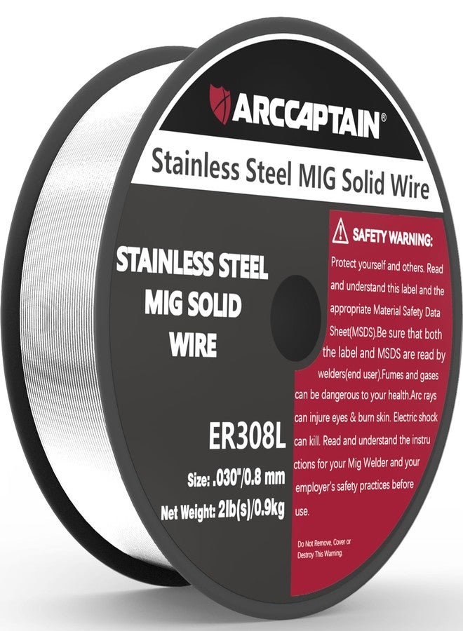 ARCCAPTAIN Stainless Steel MIG Solid Wire ER308L .030-Diameter, 2 Pounds Spool - Image 1