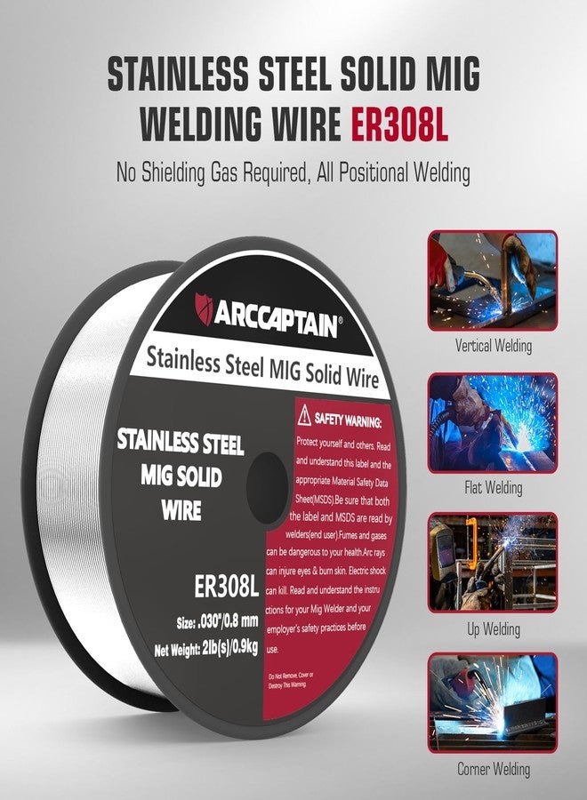 ARCCAPTAIN Stainless Steel MIG Solid Wire ER308L .030-Diameter, 2 Pounds Spool - Image 2