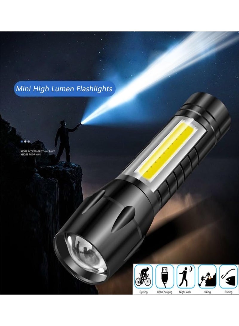 Macon Rechargeable LED Flashlight with Side COB Light, Waterproof, Zoomable Torch with Wrist Strap & Carrying Case – Black - Image 5